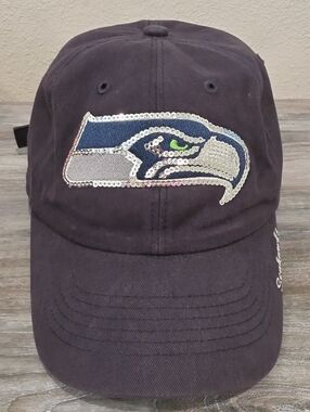 Seattle Seahawks 47' Dark Blue Hat with Embroidered Sequin Logo